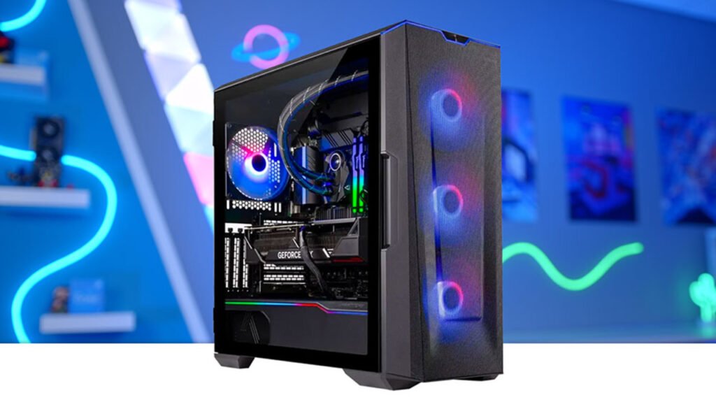 Custom-built gaming PC with RGB lighting and high-performance components for smooth gaming and immersive graphics